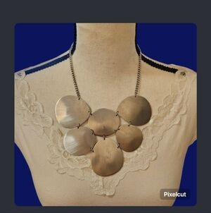 Vintage Stainless Steel Industrial Modernist Armor Bib Chain Necklace